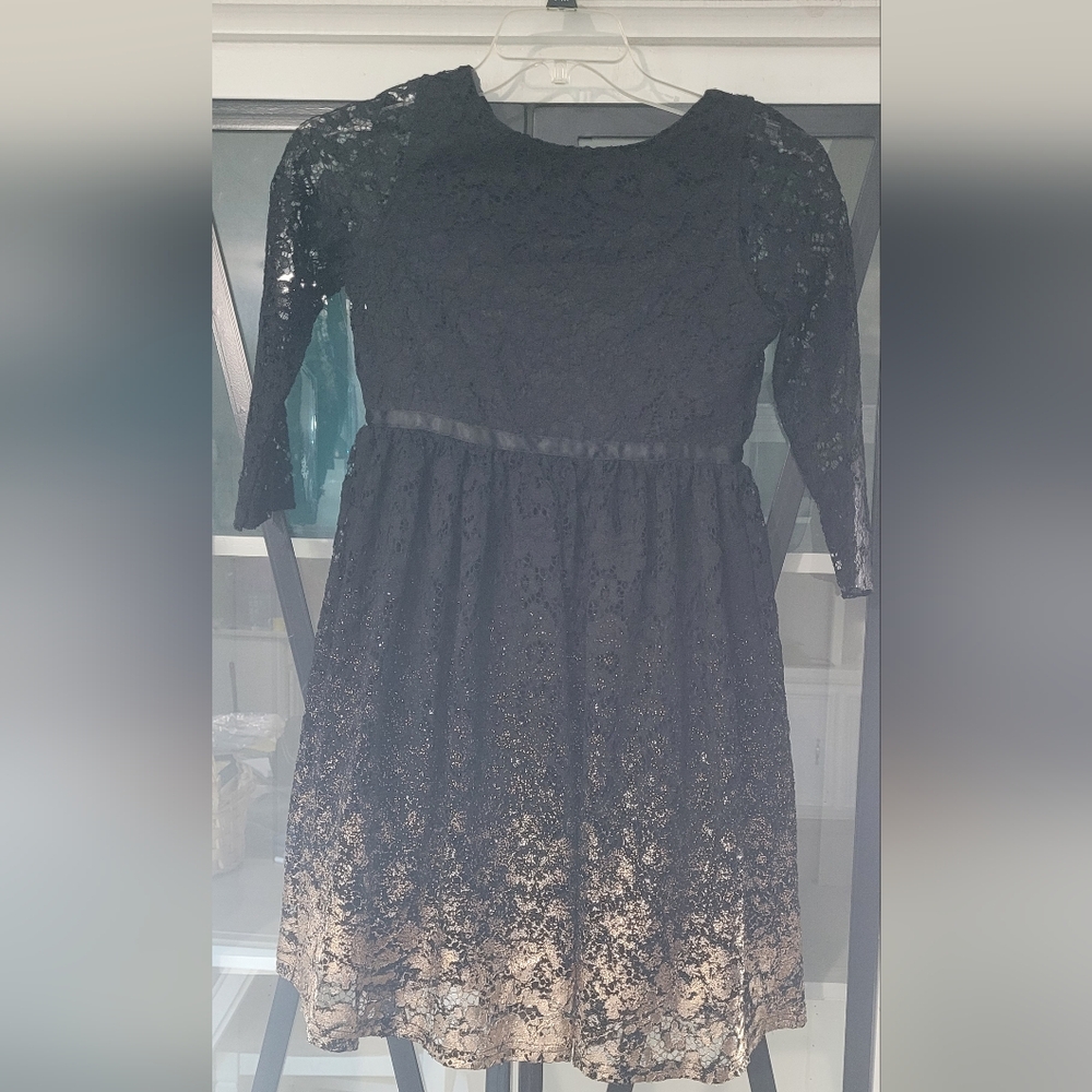 Big girls, Black and gold formal dress (new)